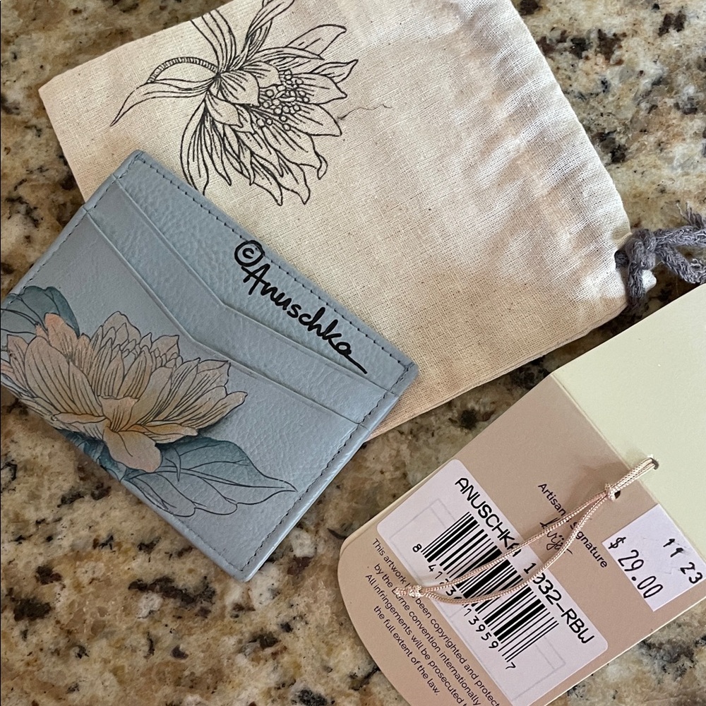 Anuschka Pastel Blue Floral Card Holder